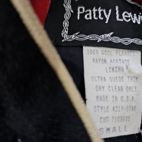 Vintage 80s Patty Lewis Jacket Womens S Red Black Western Wool Stars Rodeo USA - Picture 11 of 11